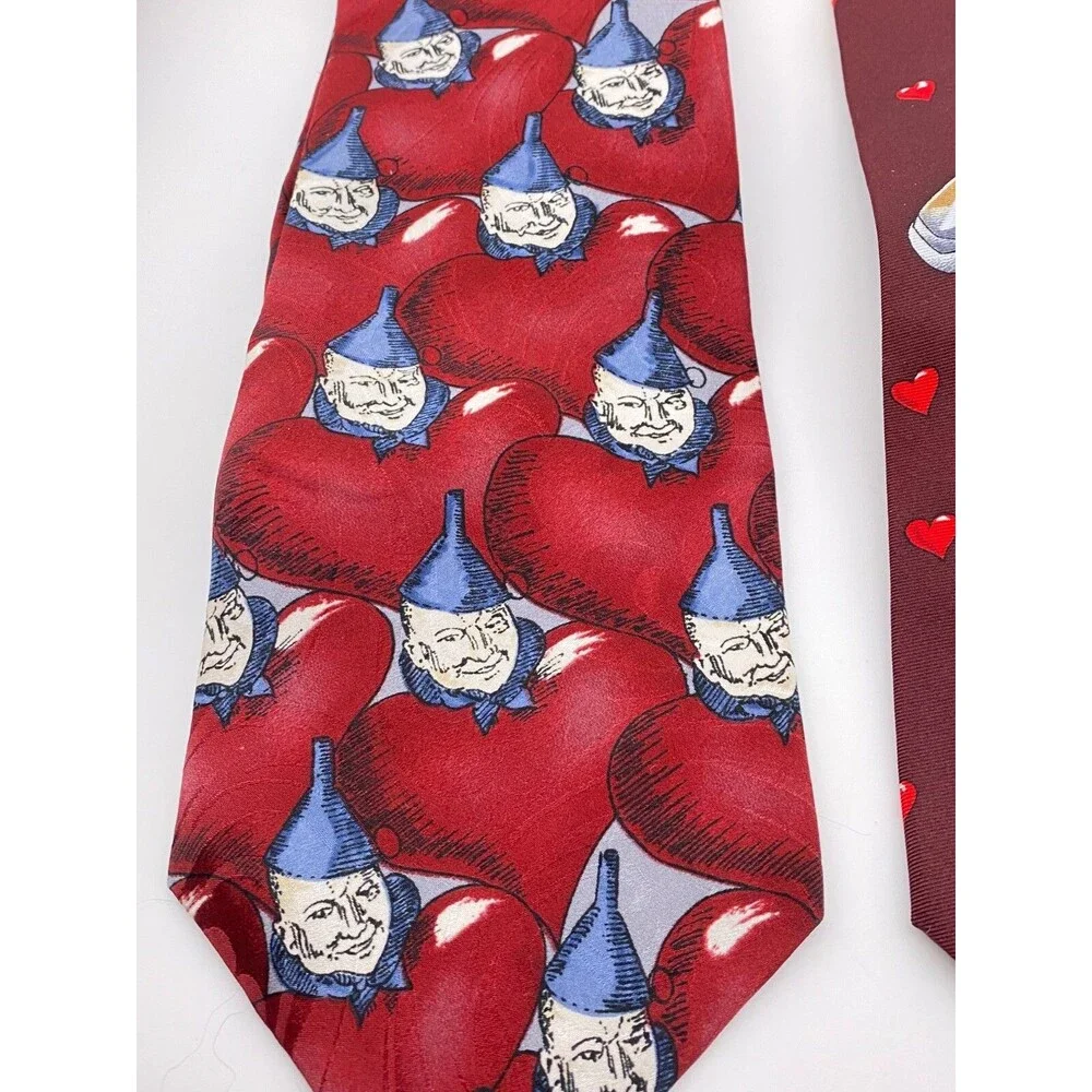 American Film Classics Set of 2 Wizard of Oz Neck Ties 100% Silk Tin Man Hearts